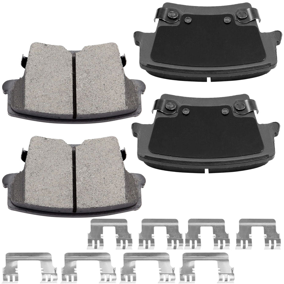 Rear Ceramic Brake Pads w/Hardware Kits Fits for Chrysler 300, Dodge Avenger Challenger Charger Magnum-Low Dust Brake Pad-4 Pack MotorbyMotor