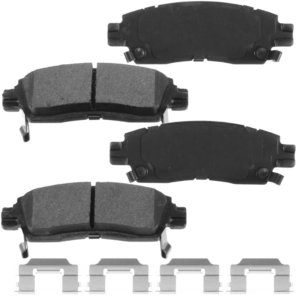 4PC Rear Ceramic Brake Pads with Hardware Kits Fits for Buick Enclave Rainier, Chevrolet SSR Trailblazer EXT Traverse Equinox, GMC Acadia Envoy XL XUV, Isuzu Ascender, Oldsmobile Bravada, Saab 9-7X MotorbyMotor