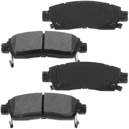 4PC Rear Ceramic Brake Pads with Hardware Kits Fits for Buick Enclave Rainier, Chevrolet SSR Trailblazer EXT Traverse Equinox, GMC Acadia Envoy XL XUV, Isuzu Ascender, Oldsmobile Bravada, Saab 9-7X MotorbyMotor