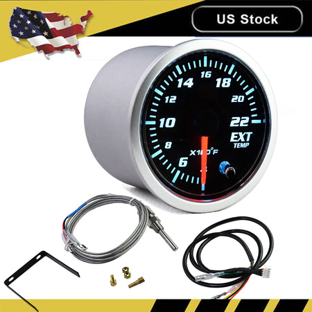 MotorbyMotor 2'' 52mm Exhaust Gas Temp Gauge Universal 7 Color LED Temperature EGT Gauge Meter with Sensor 12V MotorbyMotor