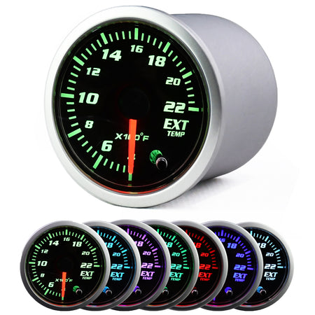 MotorbyMotor 2'' 52mm Exhaust Gas Temp Gauge Universal 7 Color LED Temperature EGT Gauge Meter with Sensor 12V MotorbyMotor