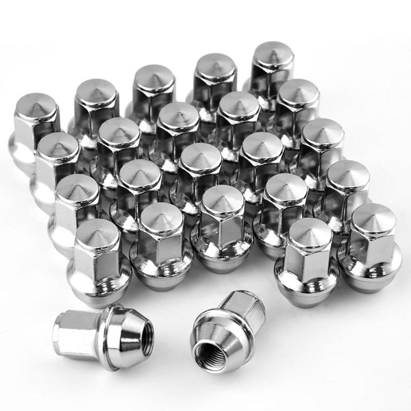 24pcs 14mmx1.5 Wheel Lug Nuts, Polished Stainless M14x1.5 Lug Nuts Fits for Ford 2015-2020 Ford F150 MotorbyMotor