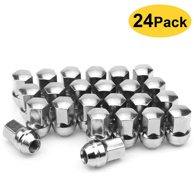 24PCS 14mmx1.5 Wheel Lug Nuts, Polished Stainless Ball Radius Seat Wheel Lug Nuts M14x1.5 Lug Nuts Fits for Chevy Silverado GMC MotorbyMotor