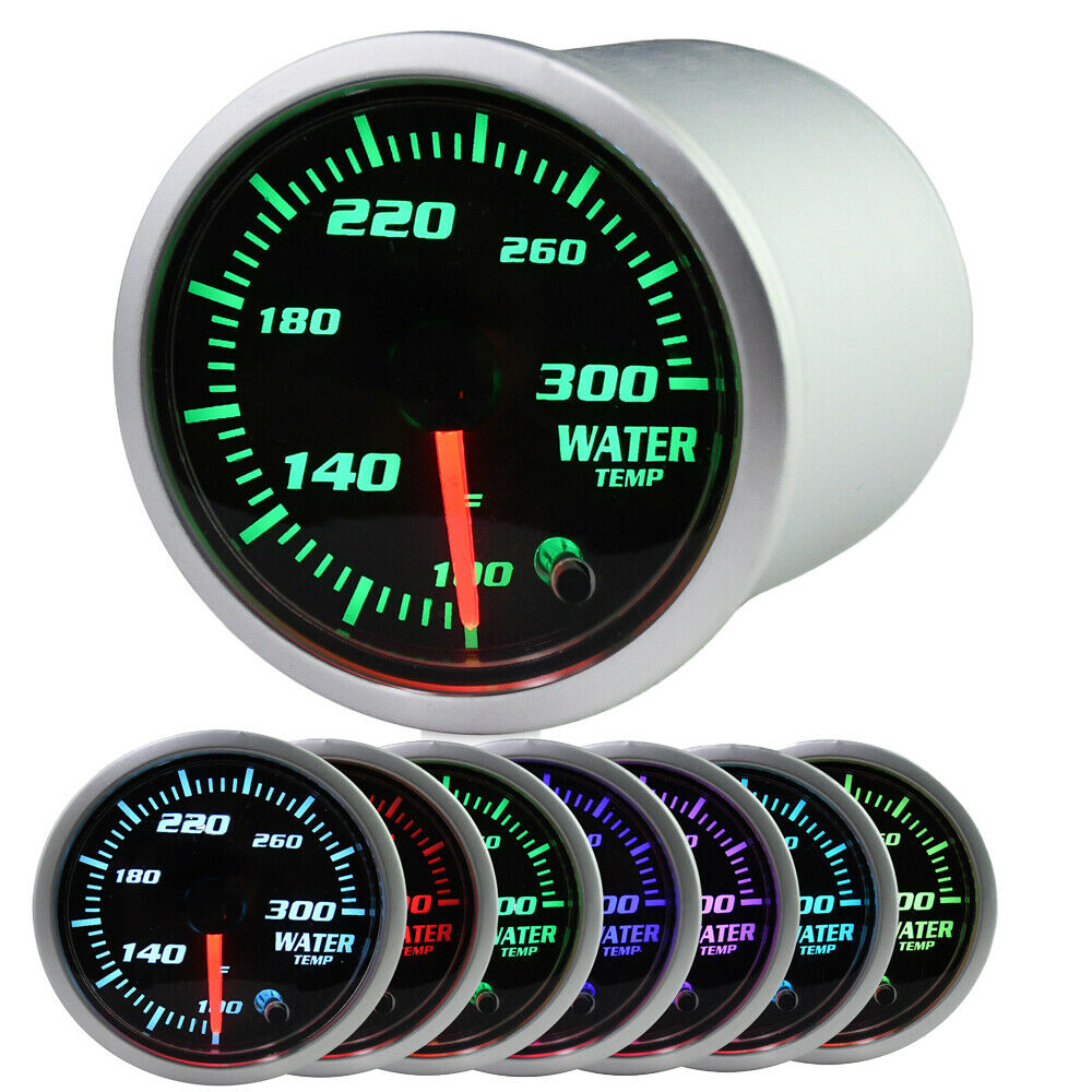 2'' 52mm Temp Gauge, Water Temp Gauge 7 Color LED Display Water Temperature Gauge Sensor Car Meter MotorbyMotor