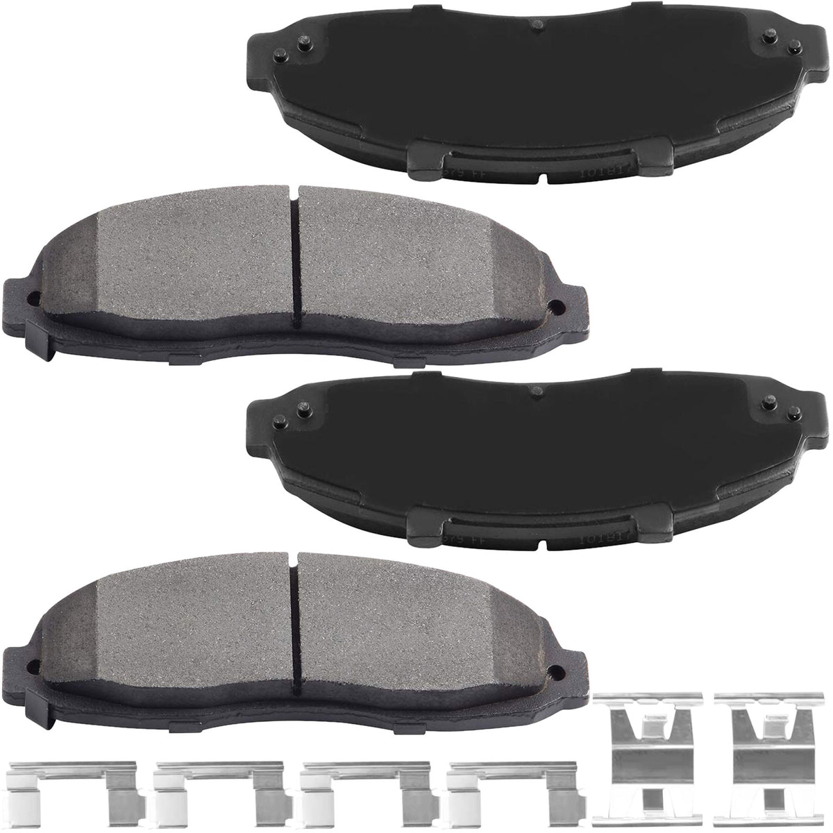 Front Ceramic Brake Pads w/Hardware Kits Fits for Ford F-150 1997 - 2003 (Excl. Lightning Models), Lincoln Blackwood 2002 (All Models) Ceramic Low Dust Brake Pad (All Models)-4 Pack MotorbyMotor