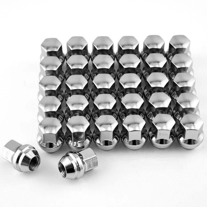 32Pcs 14mmx1.5 Wheel Lug Nuts,Polished Stainless M14x1.5 Lug Nuts Fits for Ram 2500 3500 (Chrome) MotorbyMotor