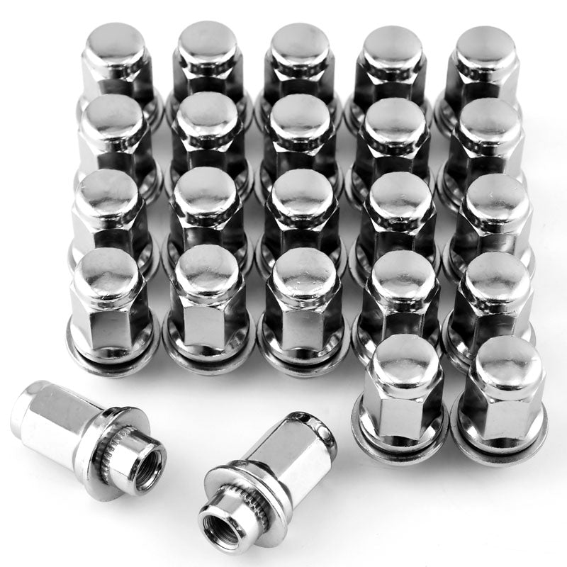 24PCS 12mmx1.5 Wheel Lug Nuts, Mag Seat Chrome M12x1.5 Lug Nuts Fits for Toyota Tacoma, FJ Cruiser 4 Runner Lexus GX (Polished Stainless) MotorbyMotor